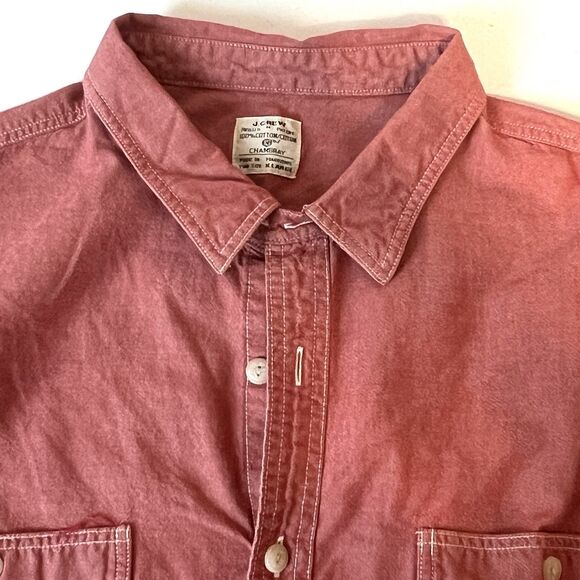 J Crew Shirts Men’s XL Coral Authentic Workwear Button Chambray 100% Cotton - Picture 1 of 9